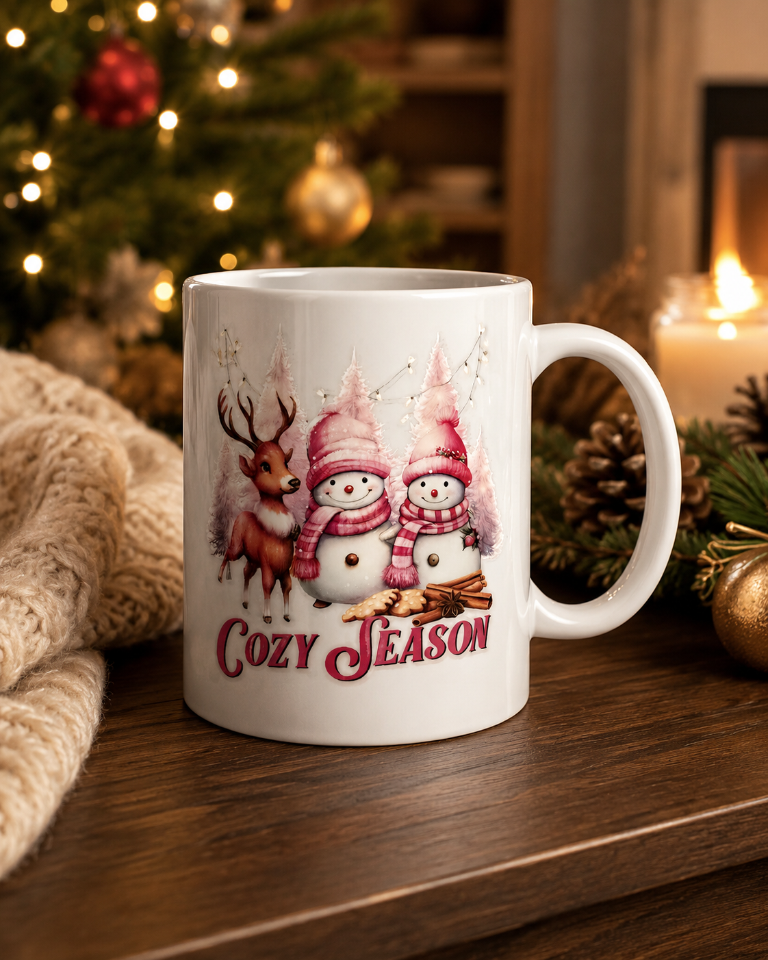 Cozy Season Pink Christmas Mug