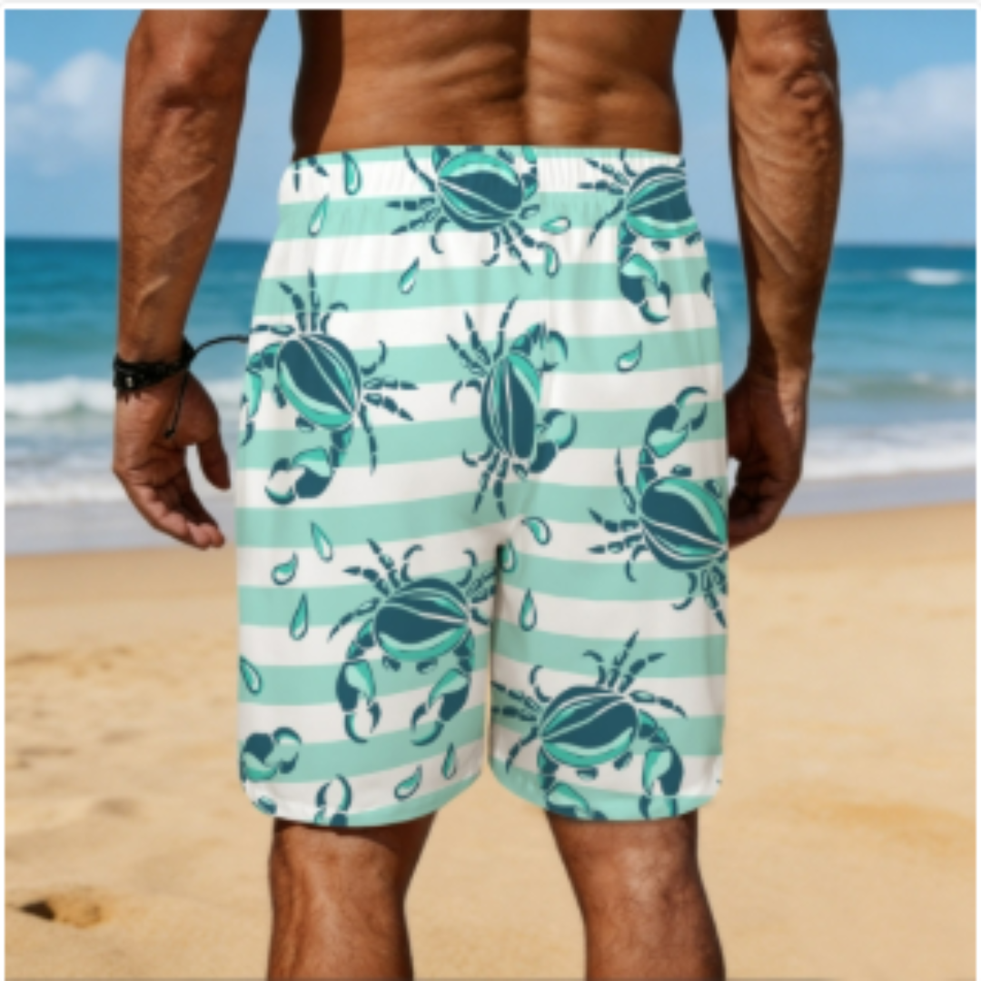 Men's All Over Print Elastic Beach Shorts