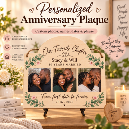 Personalized Anniversary Photo Plaque | Custom Couple Gift