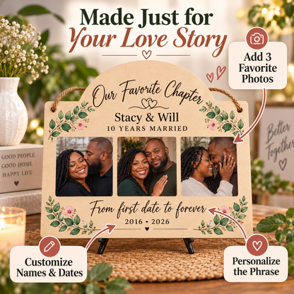 Personalized Anniversary Photo Plaque | Custom Couple Gift
