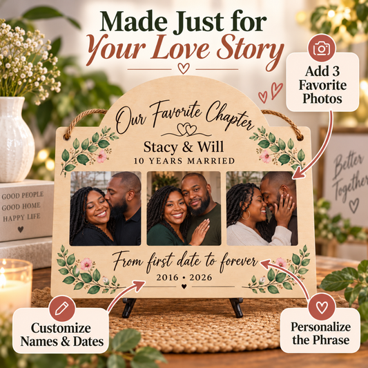 Personalized Anniversary Photo Plaque | Custom Couple Gift