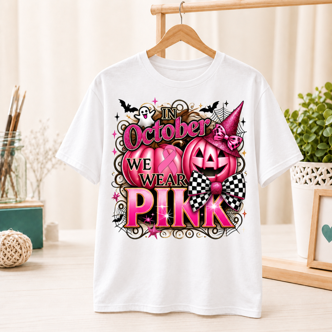 In October We Wear Pink Glam Pumpkin Tee