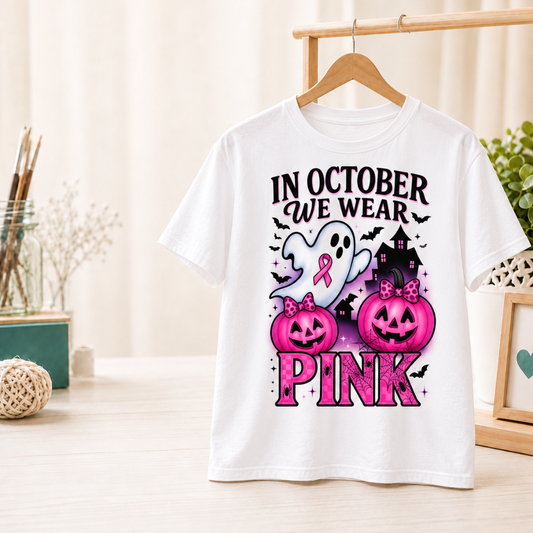 In October We Wear Pink Ghost Pumpkin Tee