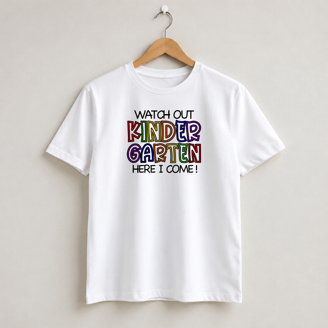 Watch Out Here I Come Kindergarten First Day of School Shirt