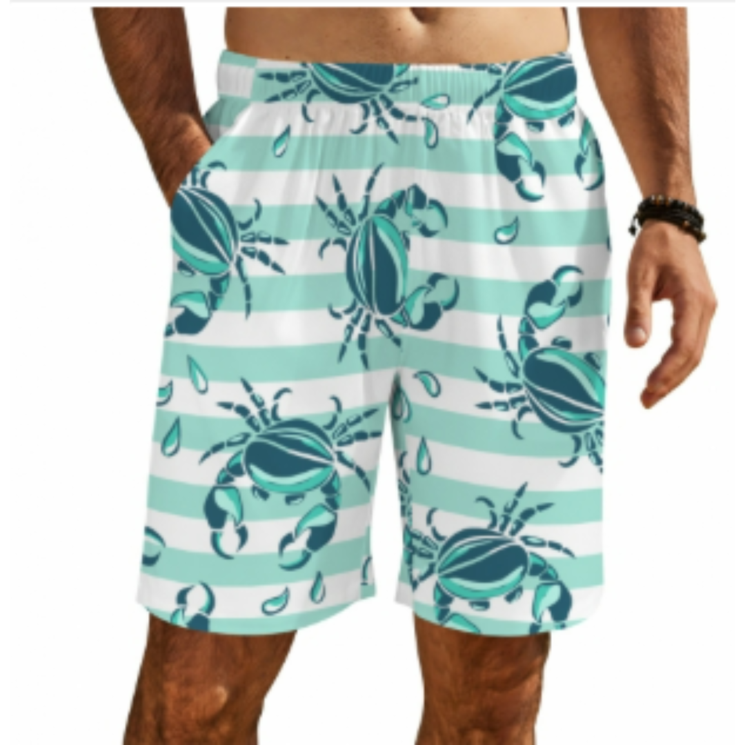 Men's All Over Print Elastic Beach Shorts