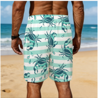 Men's All Over Print Elastic Beach Shorts